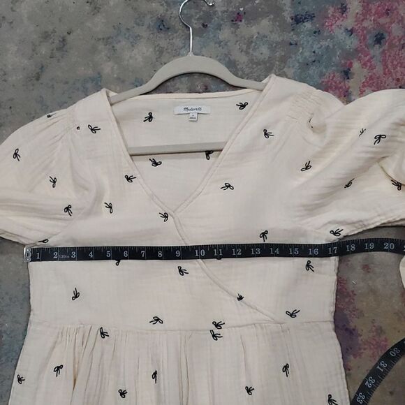 Madewell Lightspun Cotton Bow Blouse in Cream with Balloon Sleeves Size S - Picture 15 of 15